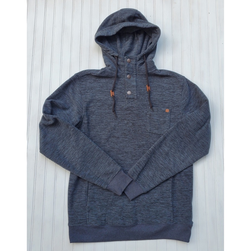 Billabong Mens Gray Marl Fleece Henley Pullover Hoodie Sweatshirt Size M